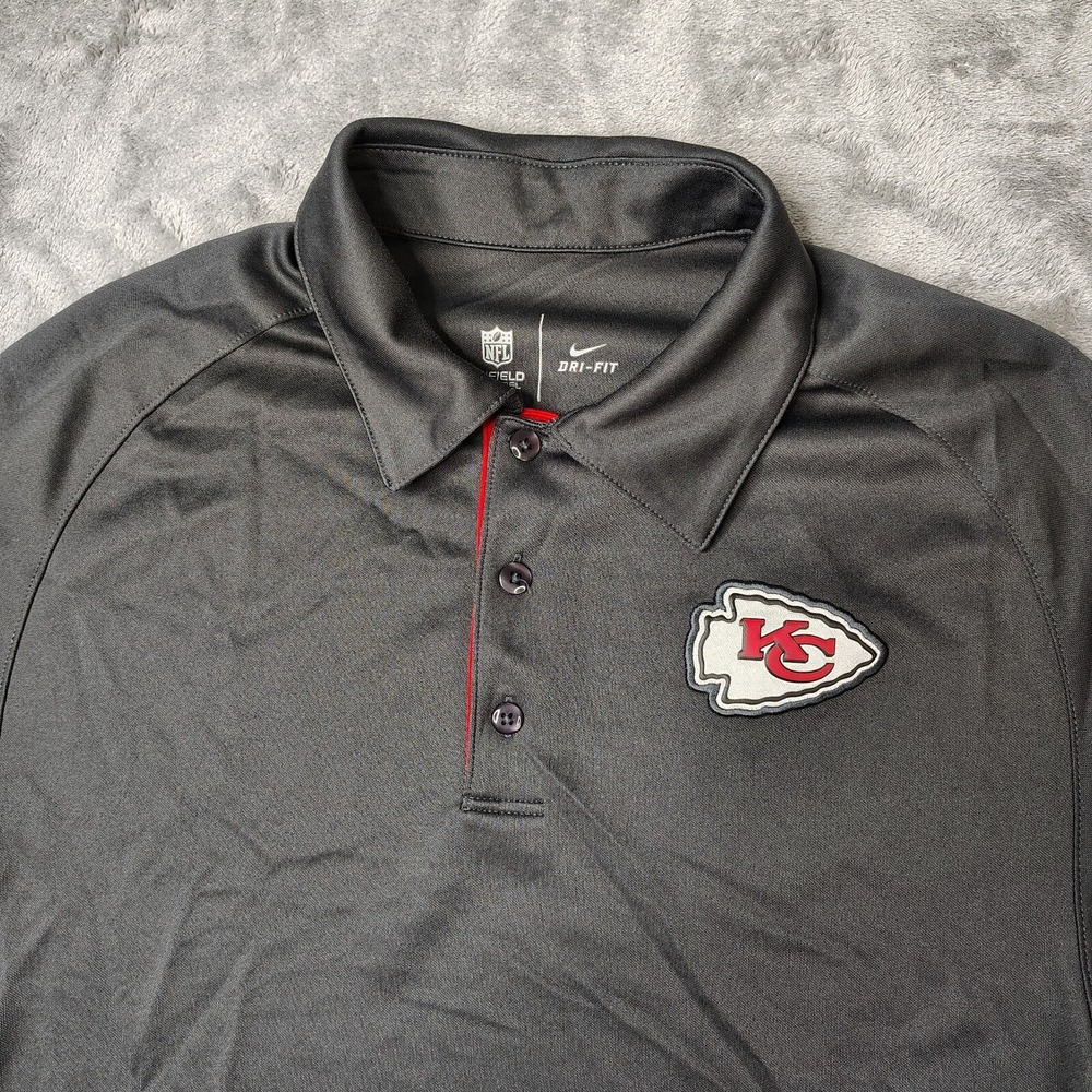 Nike Kansas City Chiefs Polo‎ Shirt Mens S Grey Solid NFL Onfield Dri-FIT Polo
